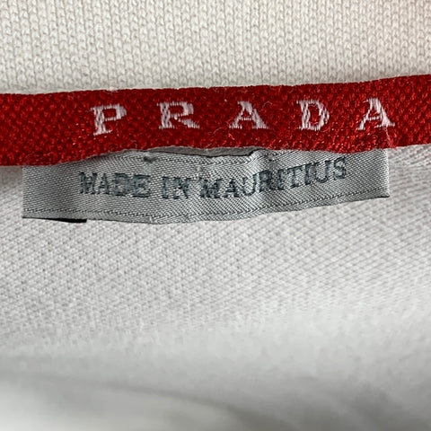 PRADA Size M White Pique Cotton / Elastane Short Sleeve T-shirt