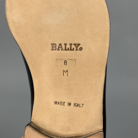 BALLY Size 8 Black Leather Eyelash Fringe Loafers