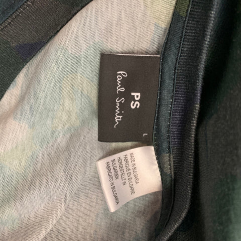 PAUL SMITH Size L Green & Blue Camouflage Cotton Long Sleeve T-shirt
