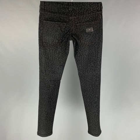 JOHN RICHMOND Size 29 Black Animal Print Cotton Zip Fly Skinny Jeans