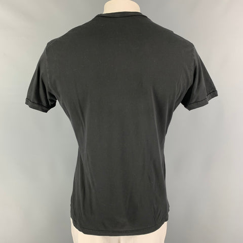 DSQUARED2 Size XXL Black Graphic Cotton Crew-Neck T-shirt
