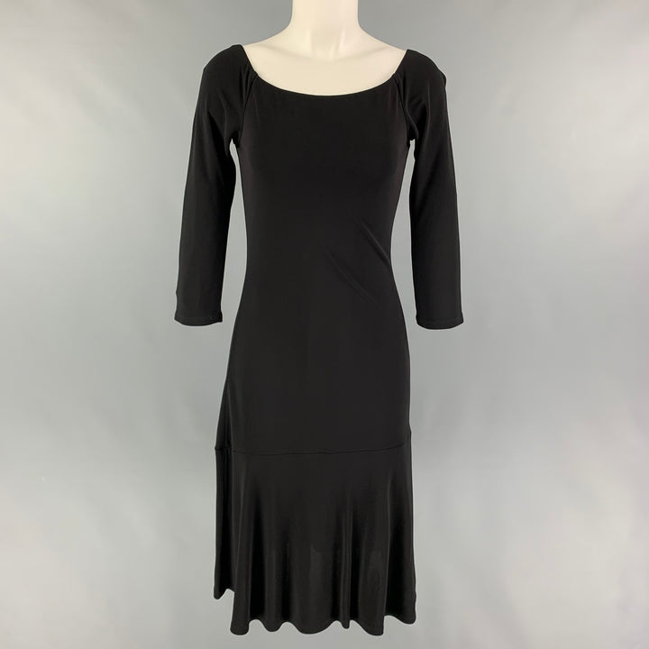 RALPH LAUREN Black Label Size M Black Viscose 3/4 Dress