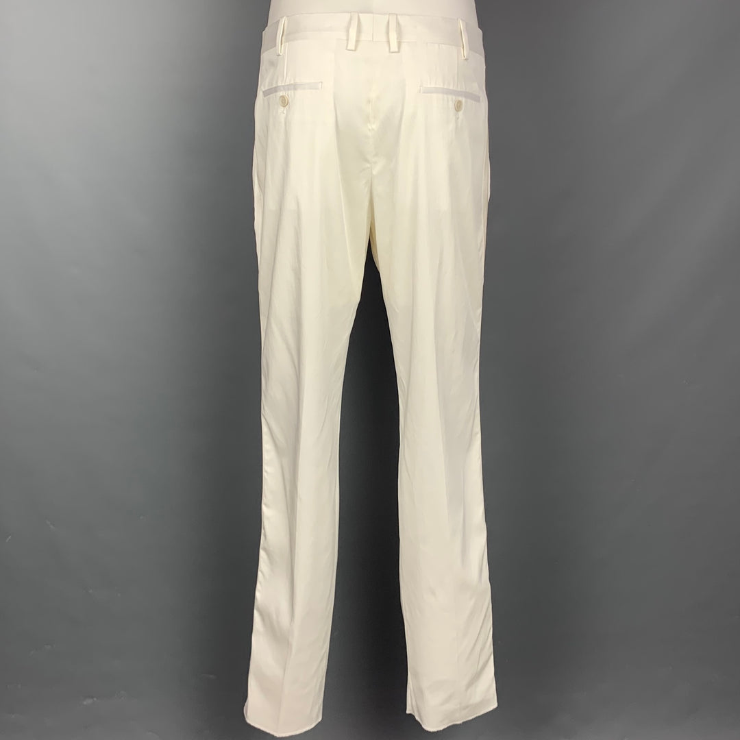 NEIL BARRETT Size 40 White Tencel Blend Notch Lapel Tuxedo Suit