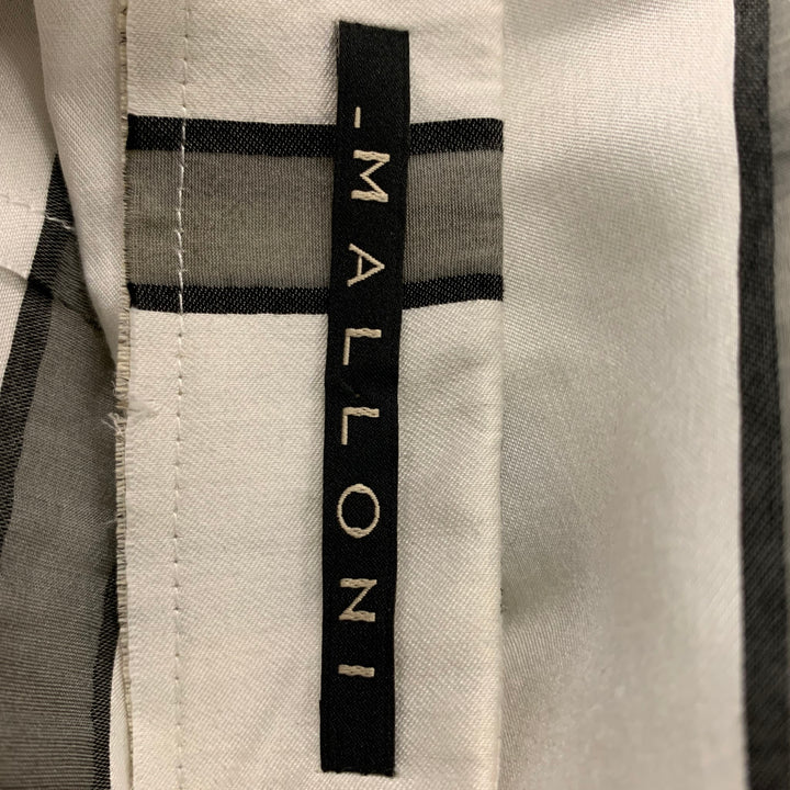 MALLONI Blusa extragrande a rayas de poliéster y viscosa blanca y gris talla 2