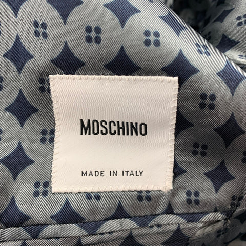 MOSCHINO Size 42 Regular Black Stripe Wool Blend Notch Lapel Suit
