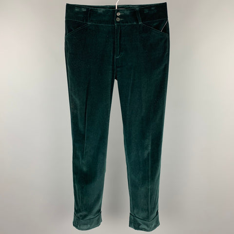 DOLCE & GABBANA Size 32 Forest Green Cotton / Modal Zip Fly Dress Pants