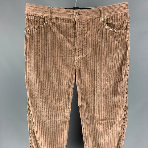 PHIPPS Talla 36 Pantalones casuales con bragueta de botones de algodón de pana marrón