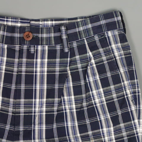 JUNYA WATANABE Size S Navy & White Plaid Cotton Zip Fly Shorts