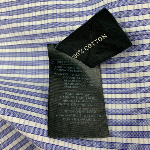 TOM FORD Size XL Blue & White Stripe Cotton Button Down Long Sleeve Shirt
