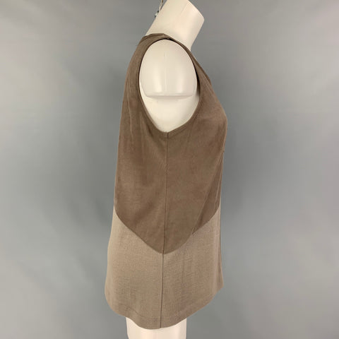 D.EXTERIOR Size M Taupe Wool Two Tone Casual Top