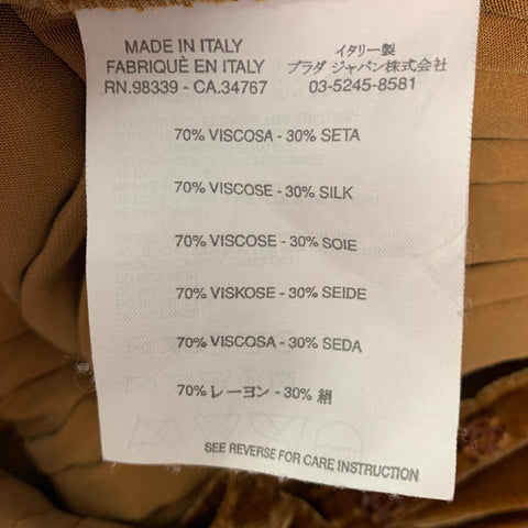 PRADA Falda circular plisada de seda y viscosa color cobre talla 4