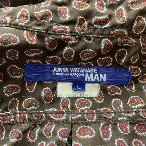 JUNYA WATANABE Brown Paisley Cotton Button Down Short Sleeve Shirt