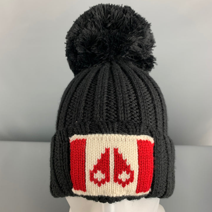 MOOSE KNUCKLES Black White & Red Knitted Wool/acrylic Hats