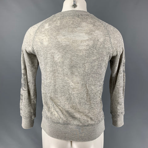 IRO Nona Size S Heather Grey Distressed Cotton Blend Long Sleeve Pullover