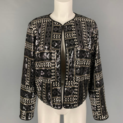 BOB MACKIE Taille 10 Veste brodée en polyester noir argent
