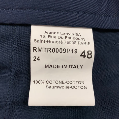 LANVIN Size 32 Navy Cotton Drawstring Casual Pants