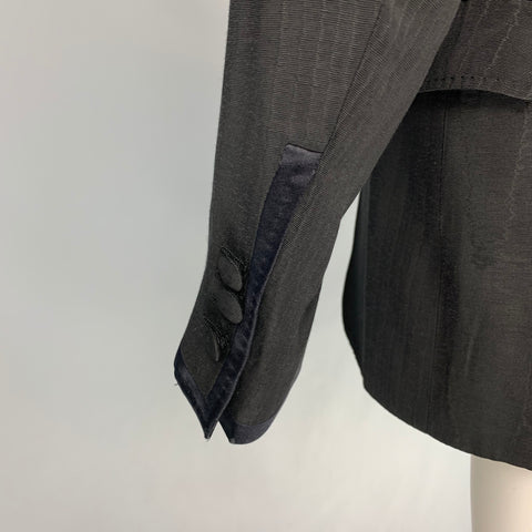 D&G by DOLCE & GABBANA Size 36 Black Jacquard Acetate Blend Peak Lapel Sport Coat