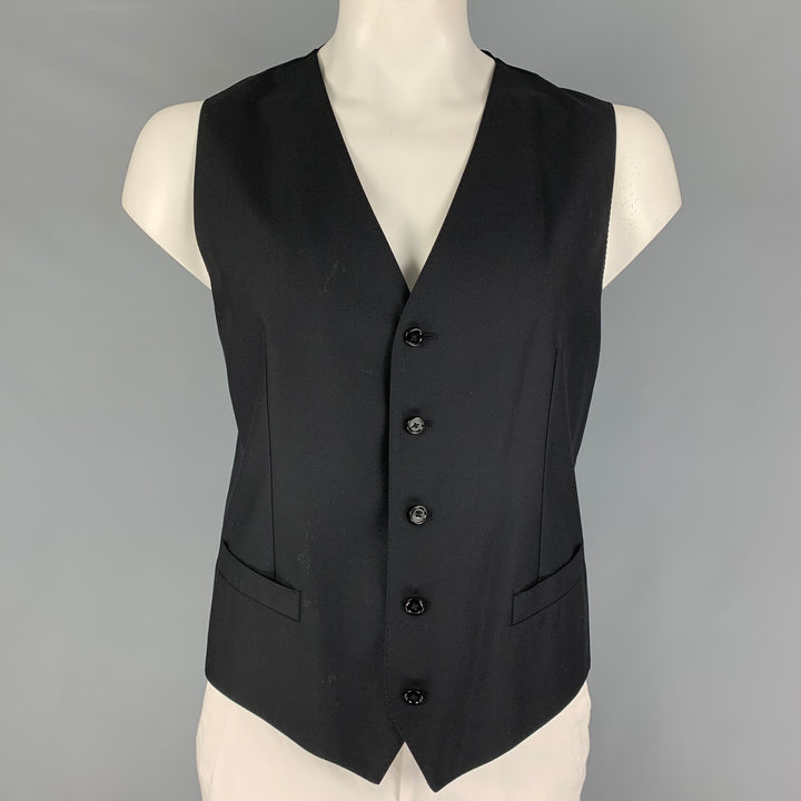 DOLCE & GABBANA Size XL Black Viscose Blend Buttoned Vest