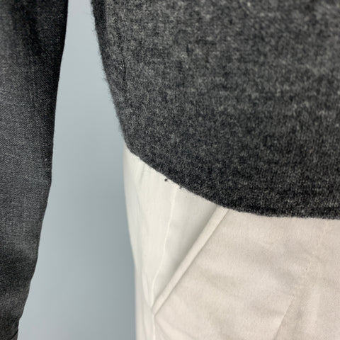 COMME des GARCONS Size L Grey Mixed Fabrics Wool Nylon V-Neck Cardigan