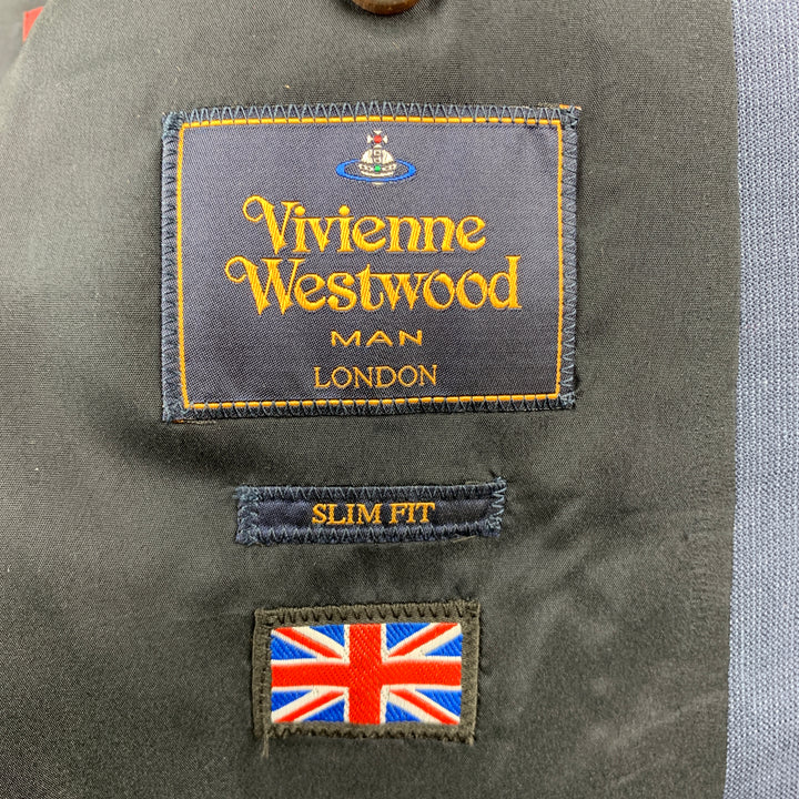 VIVIENNE WESTWOOD MAN James Size 40 Navy Plaid Wool Blend Notch Lapel Sport Coat