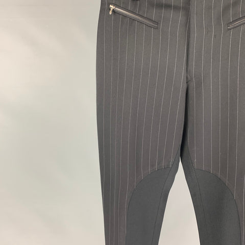JOHN RICHMOND Size 32 Black Black Stripe Nylon Blend Zip Fly Casual Pants