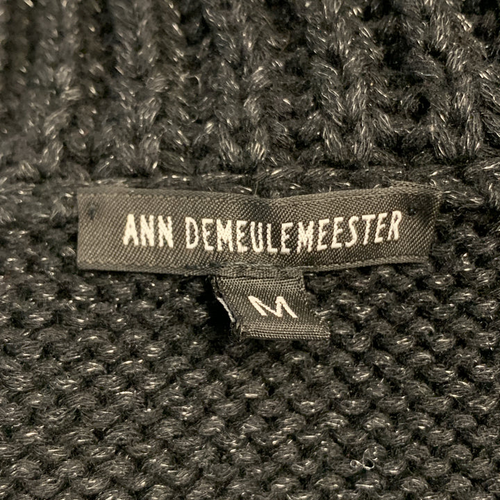 ANN DEMEULEMEESTER Talla M Suéter tipo jersey con cuello chal en mezcla de rayón de punto negro