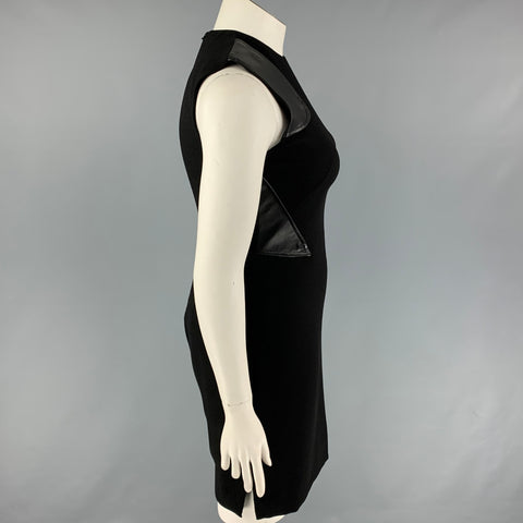 PRABAL GURUNG Size 10 Black Polyester Lambskin Sheath Dress