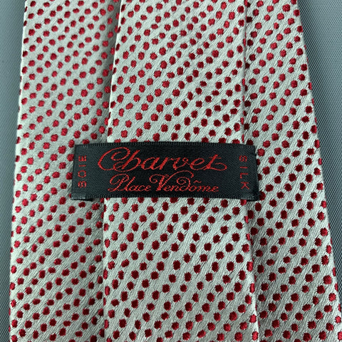 CHARVET Red Silver Dots Silk Tie