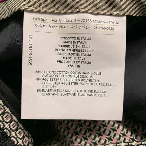 ETRO Size 4 Beige Black Cotton Blend Squares Dress Pants