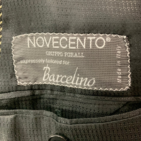 BARCELINO Size 40 Black Gold Jacquard Double Breasted Sport Coat