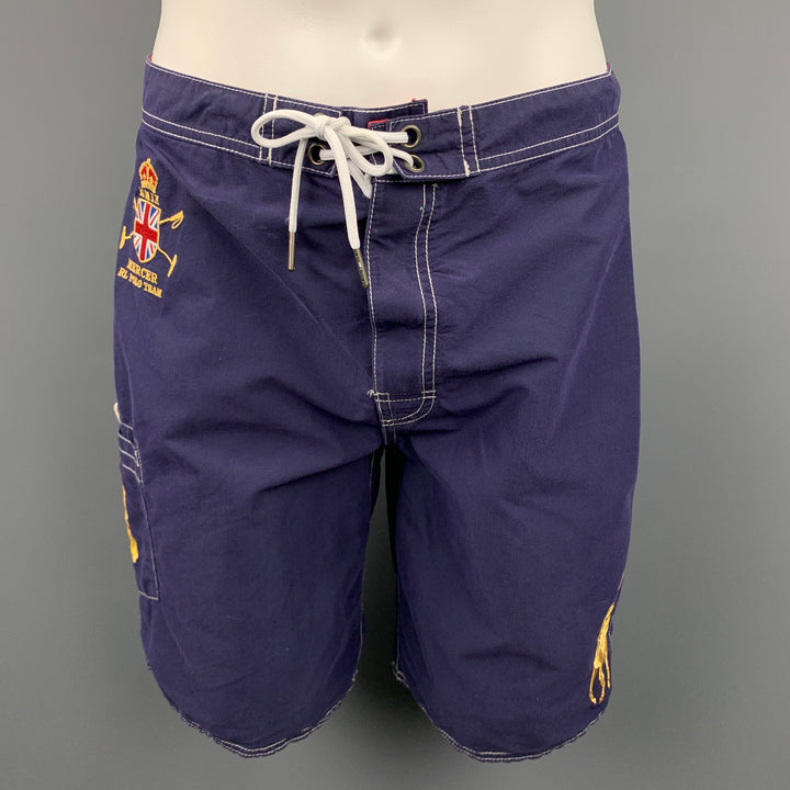 POLO by RALPH LAUREN Size S Navy Contrast Stitch Cotton / Nylon Shorts