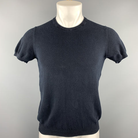 GIORGIO ARMANI Size S Black Ribbed Cotton Crew-Neck Pullover