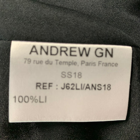 ANDREW GN Size 4 Black Linen Fringe Hidden Snaps Jacket