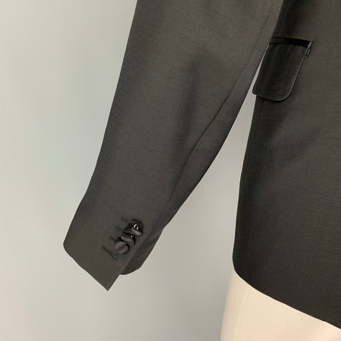 DSQUARED2 Size 38 Black Embroidery Wool Silk Peak Lapel Sport Coat