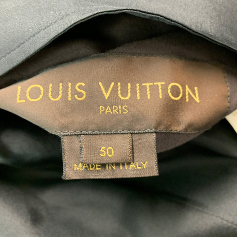 LOUIS VUITTON Taille 40 Manteau réversible en mélange de soie unie noir olive