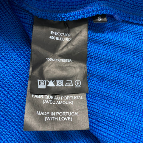 AMI Size S Blue Ribbed Polyester Crew-Neck Sweater