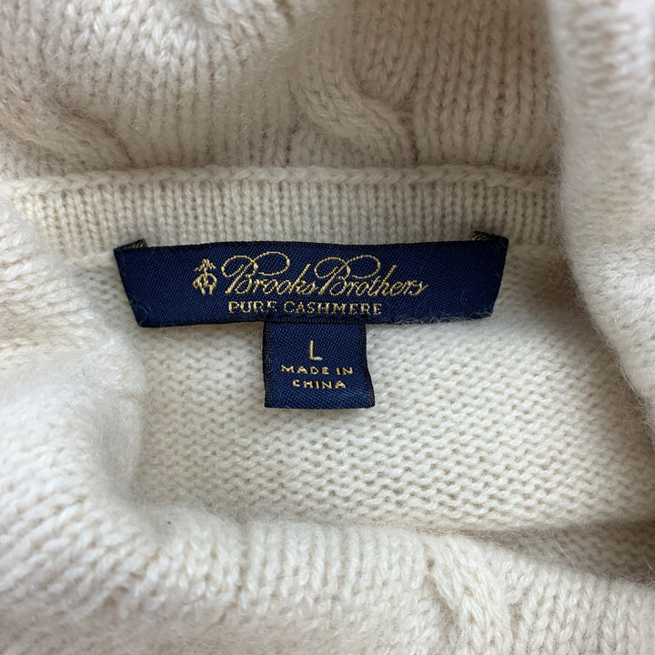 BROOKS BROTHERS Size L Cream Knitted Cashmere Tunic Sweater