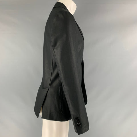 MARC JACOBS  Size 38 Black Woven Cotton Polyester Notch Lapel Sport Coat