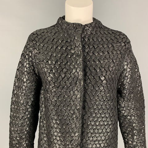 MARC JACOBS Chaqueta sin cuello con botones a presión de lana de punto negra talla L