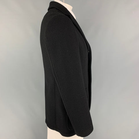 GIORGIO ARMANI Size 42 Black Woven Wool Polyester Sport Coat