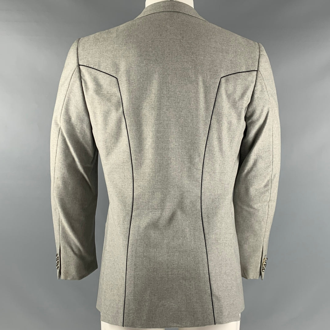 BRIONI Size 40 Grey Contrast Stitch Wool Single Breasted Sport Coat