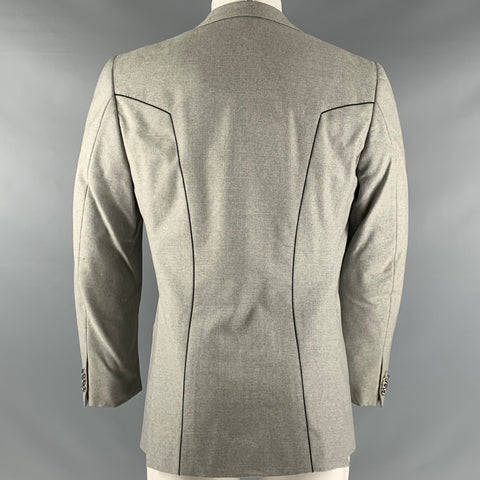 BRIONI Size 40 Grey Contrast Stitch Wool Single Breasted Sport Coat