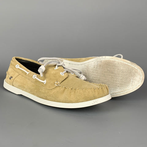 LOEWE Size 11 Natural Leather Boat Shoe Loafers