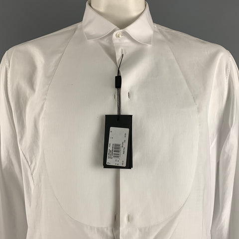GIORGIO ARMANI Size XL White Cotton Tuxedo Long Sleeve Shirt