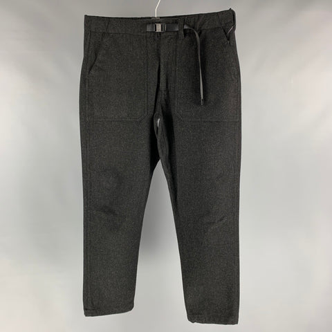HAVEN Size L Charcoal Solid Wool Zip Casual Pants