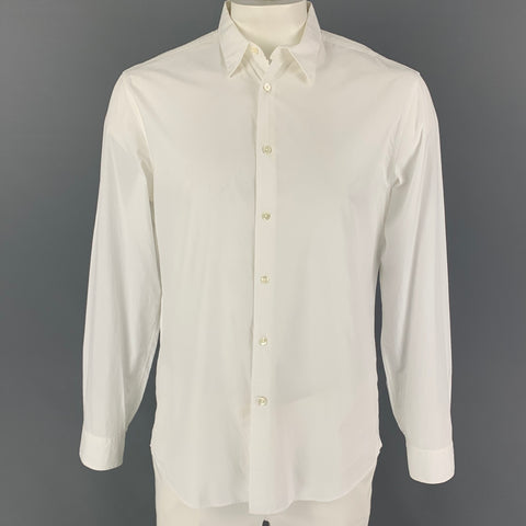 JOHN VARVATOS Size L White Cotton Button Up Long Sleeve Shirt
