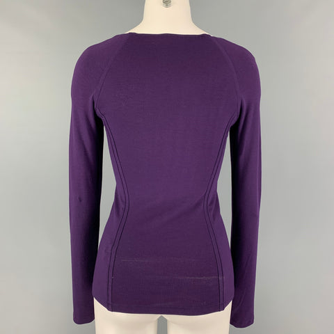 DONNA KARAN Size S Purple Viscose Blend Long Sleeve Casual Top