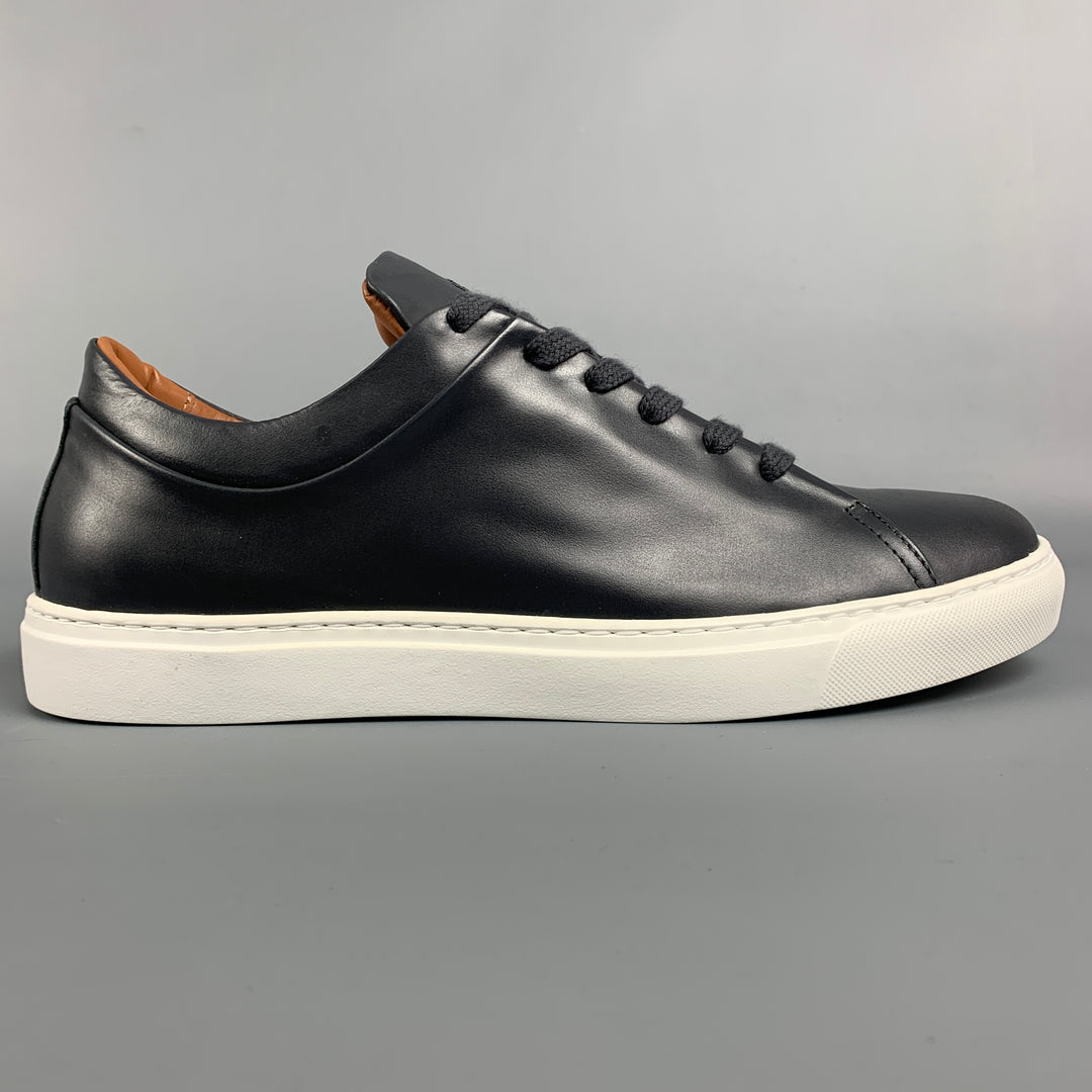 AQUATALIA Size 8.5 Charcoal & White Color Block Leather Low Top Alaric Sneakers