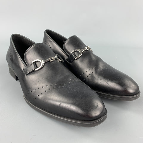 DONALD J PLINER Size 10.5 Black Leather Slip On Loafers
