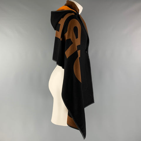 BURBERRY Size One Size Brown Black Logo Lamb Skin Wool Cotton Scarves